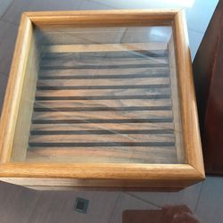 Two wooden coin boxes with glass covers Thumbnail