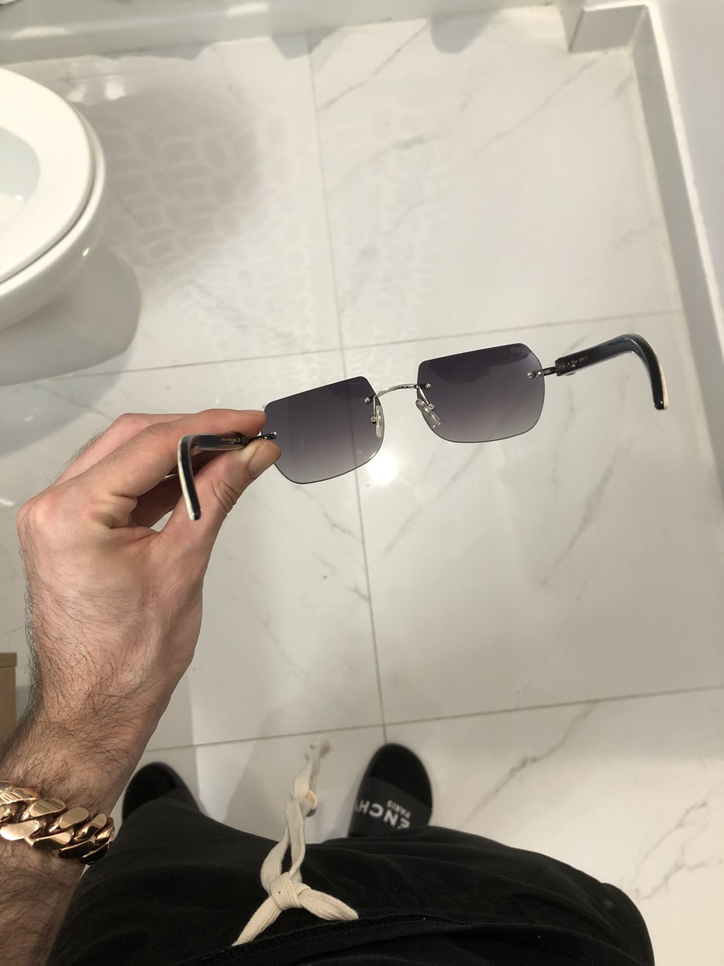 Cartier Buffalo Horn Eyewear Silver Trim Black Rec Lense