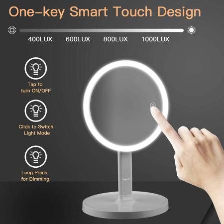 7 Inch Makeup Mirror with Lights, 1x 5X Magnifying Double Sided Cosmetic LED Mirror 3 Lights Settings Touch Control Dimmable Vanity Mirrors