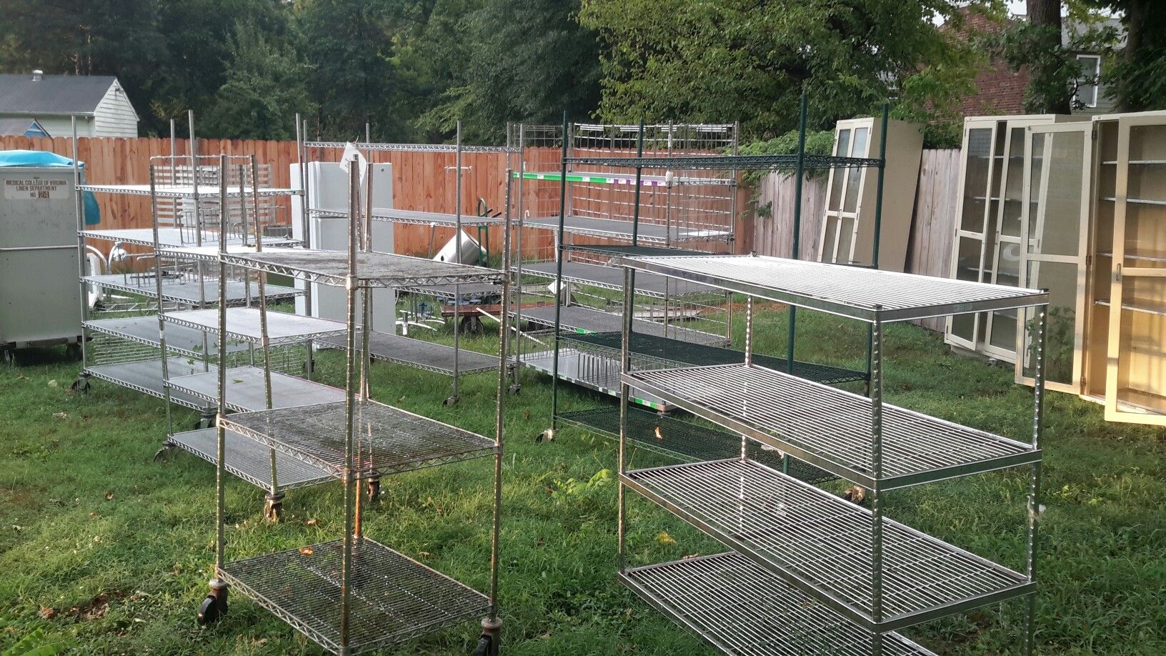 Metal carts and metal cabinets with stainless steel shelves