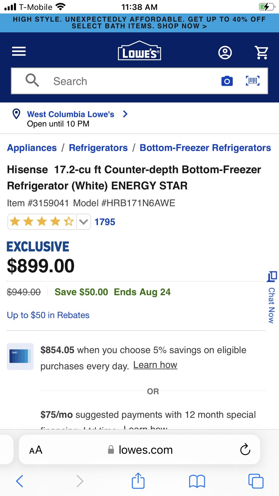 Brand New Scratch And Dent White Refrigerator