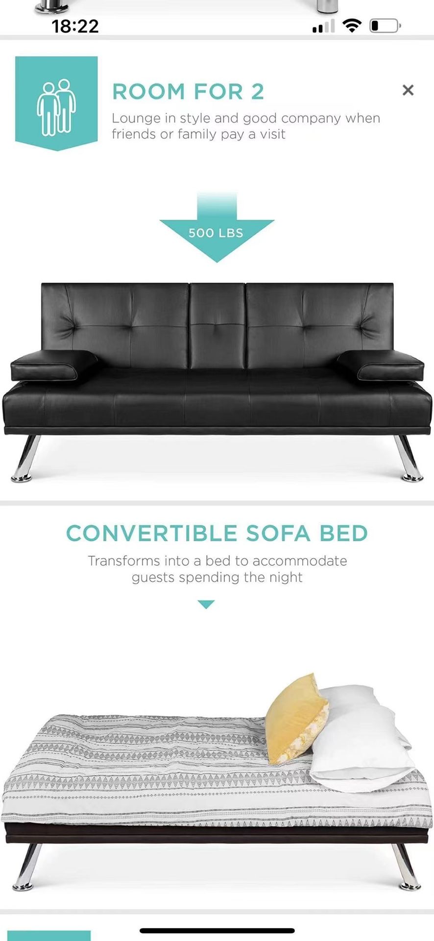 Best Choice Products Faux Leather Upholstered Modern Convertible Folding Futon Sofa Bed for Compact Living Space, Apartment, Dorm, Bonus Room w/Remova