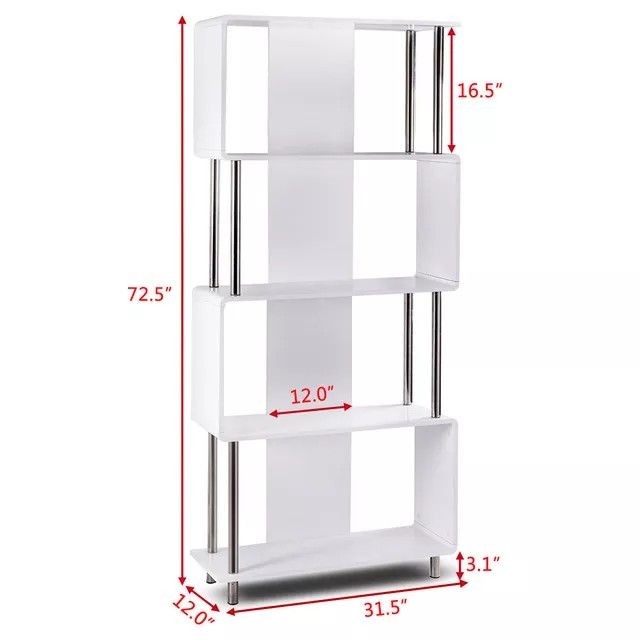 Modern 4 Shelf Bookcase