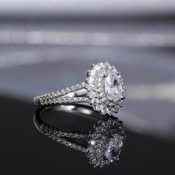 "Double Layer CZ Lovely Silver Dainty Luxury Flower Ring for Gift, K896
 
    Thumbnail