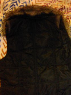 Women's Black/brown Fur Puffy Vest Thumbnail