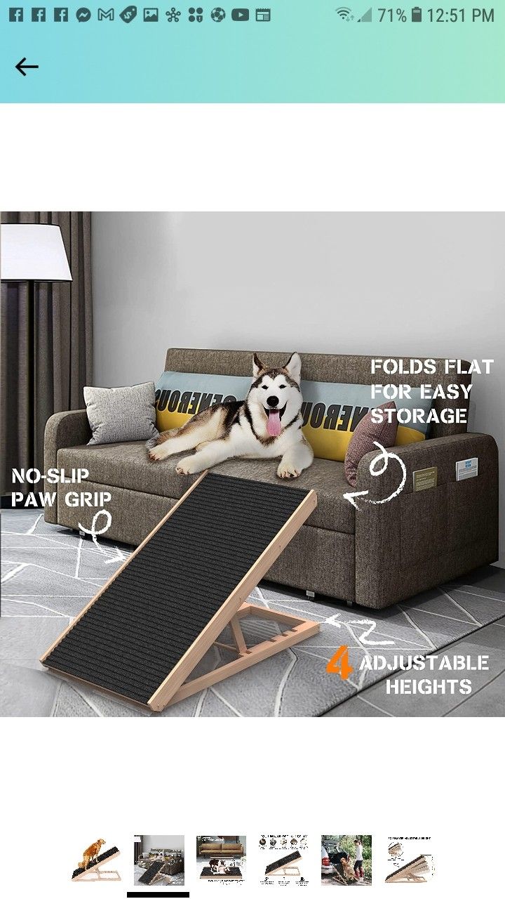 SASRL Adjustable Pet Ramp for All Dogs and Cats