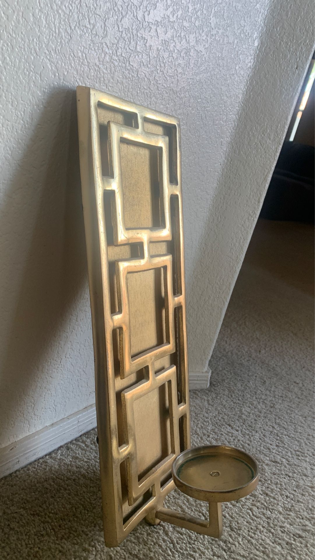 Gold metal candle holder -wall decor