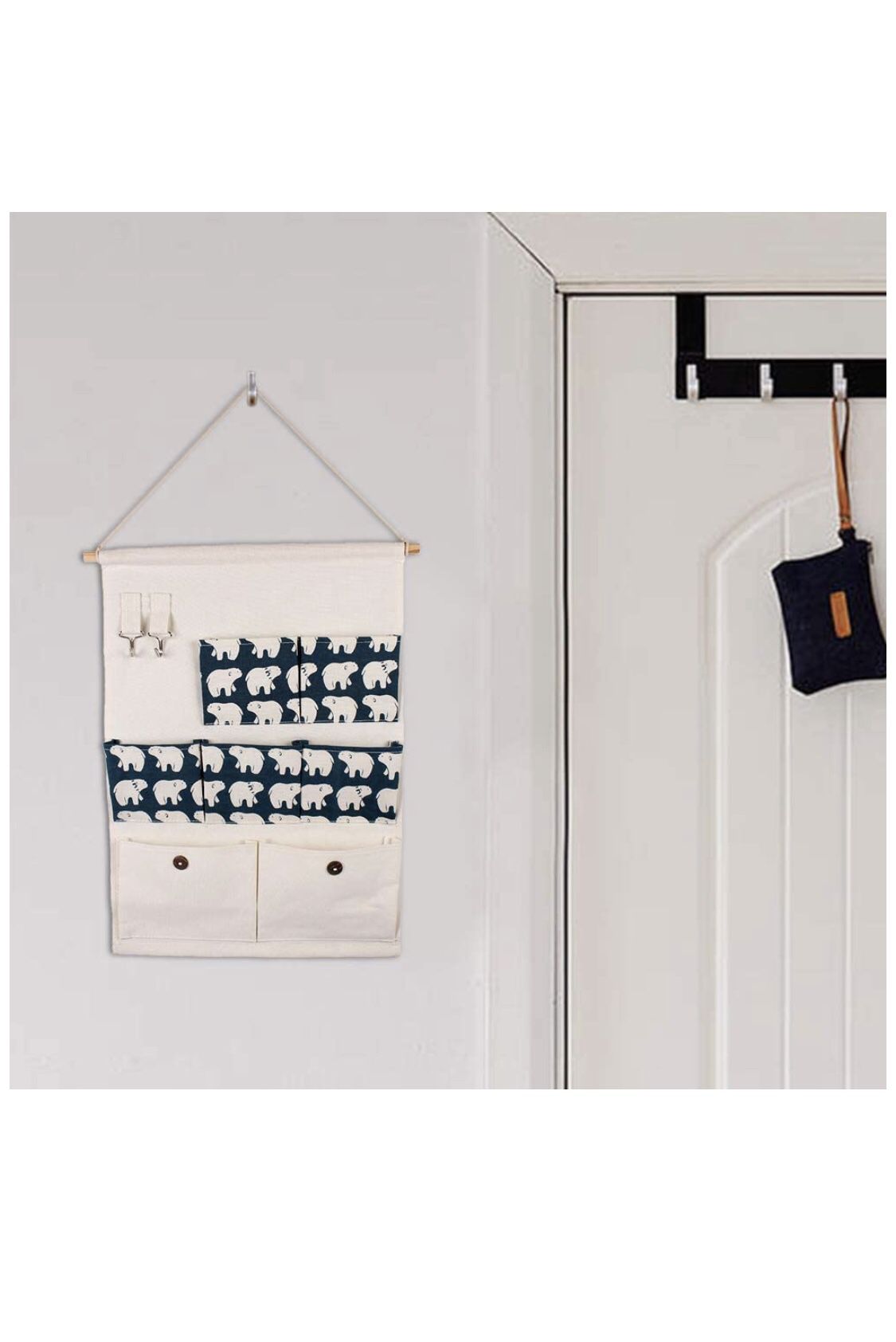 Wall Hanging Organizer,Over Door/Wall Mount Hanging Storage Shelves with 7 Pockets,Waterproof Sundry Hanging Bag for Room Bathroom Bedroom Restaurant(