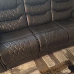 Faux Grey Leather Couch Thumbnail