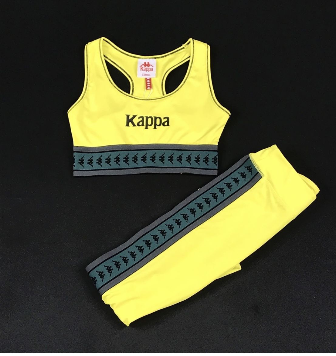 Women's Yellow Kappa 222 Banda Skin Leggings Size L