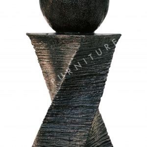 NEW Fountain Modern Curved Swirl Sphere Water Fountain, Indoor Outdoor Décor, 30 Inch Tall, Black