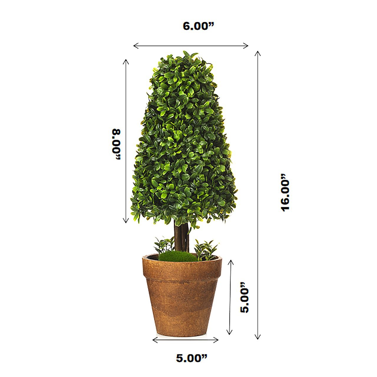 16 inch Artificial Boxwood Mini Square Topiary in Pot