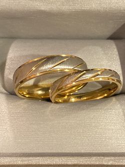 18K Gold plated Engagement Wedding Matching Ring Set Jewelry Thumbnail