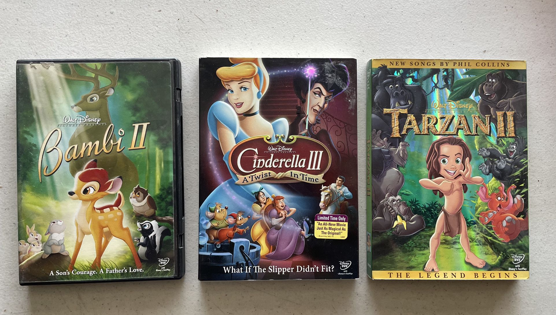 Disney DVDs - Bambi - Cinderella - Tarzan