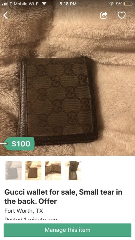 Gucci wallet for sale, small tear in the back. Offer
