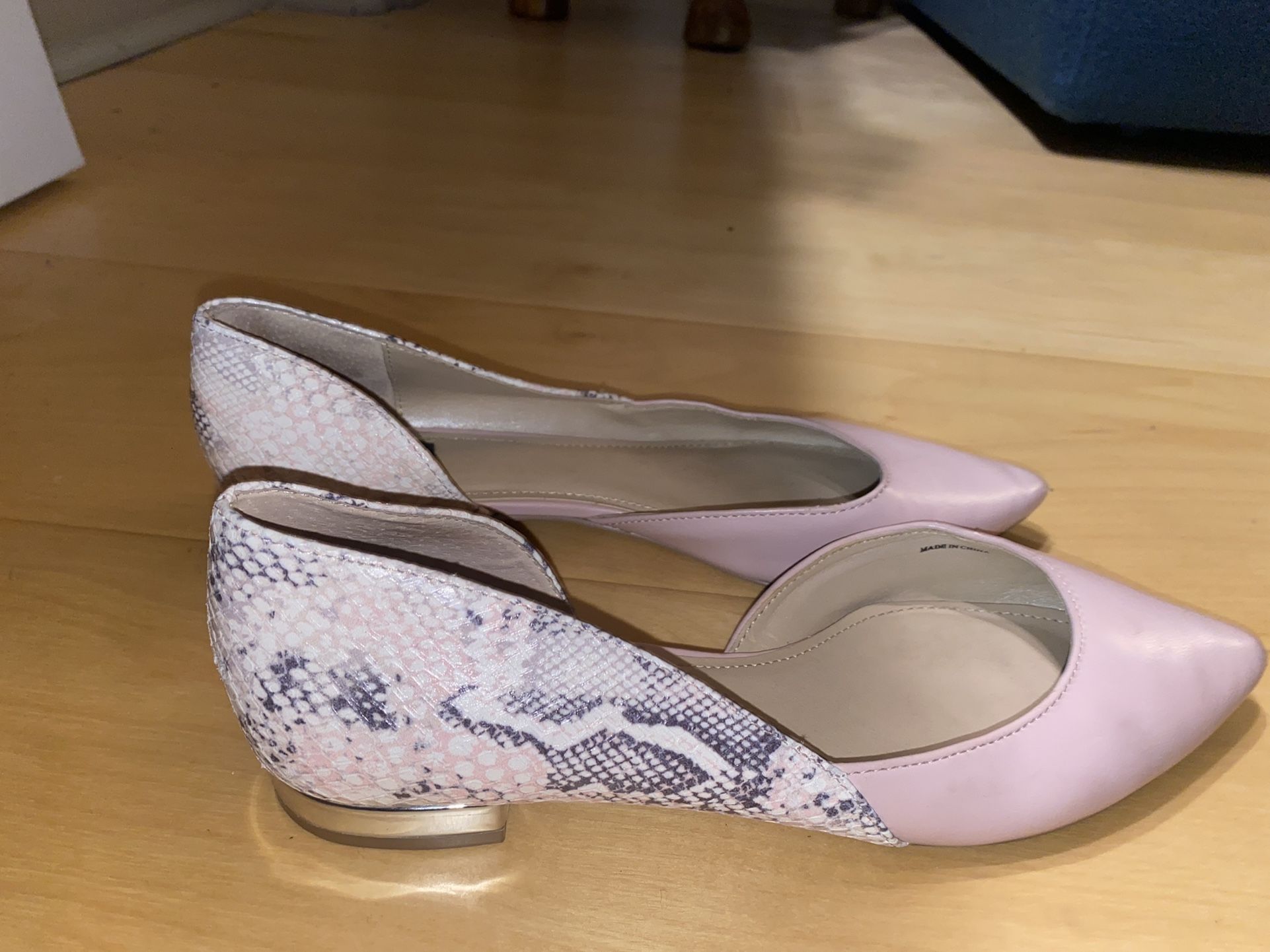 White House black Market Pink & Snake Flats