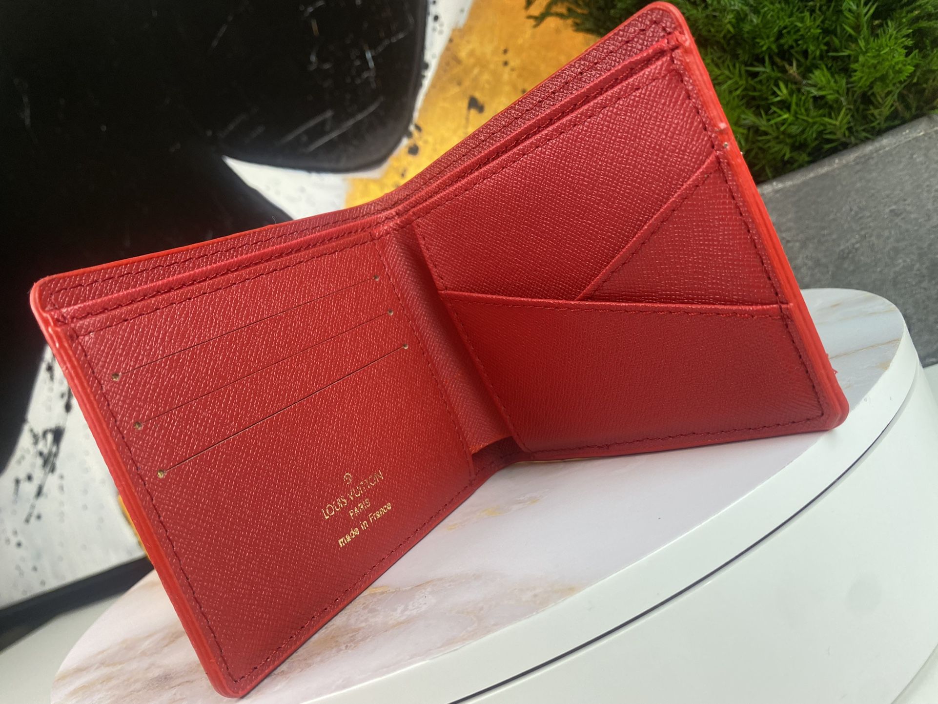 L.V x Supreme Wallet In Red