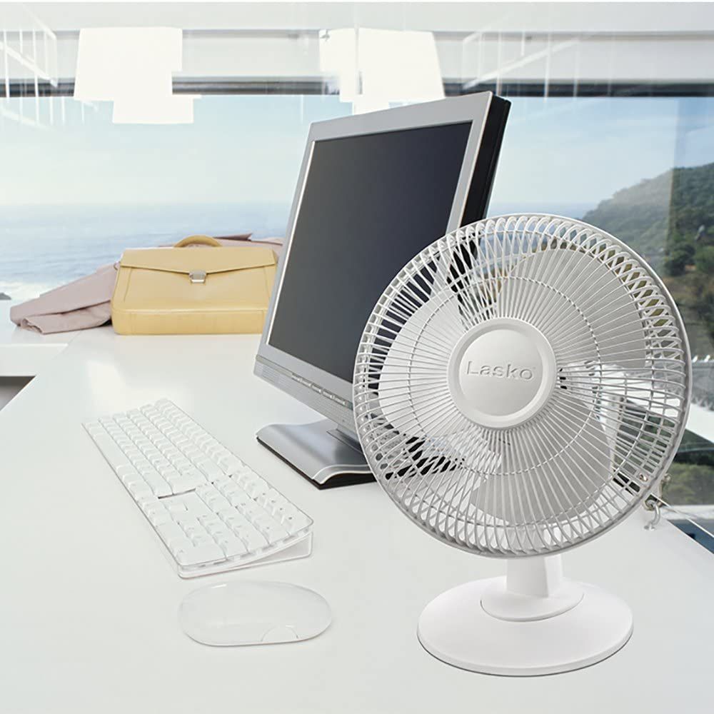 Lasko 3-Speed 12" Table Fan, Black /white