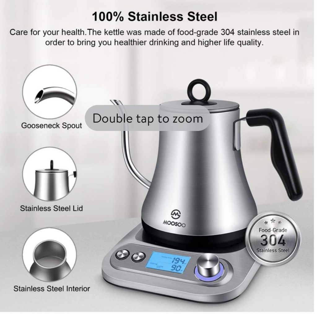 Brand New  Electric Gooseneck Kettle with Variable Temperature Control & Presets, Stainless Steel Pour Over Coffee Tea Kettle, 1000 W Rapid Heating