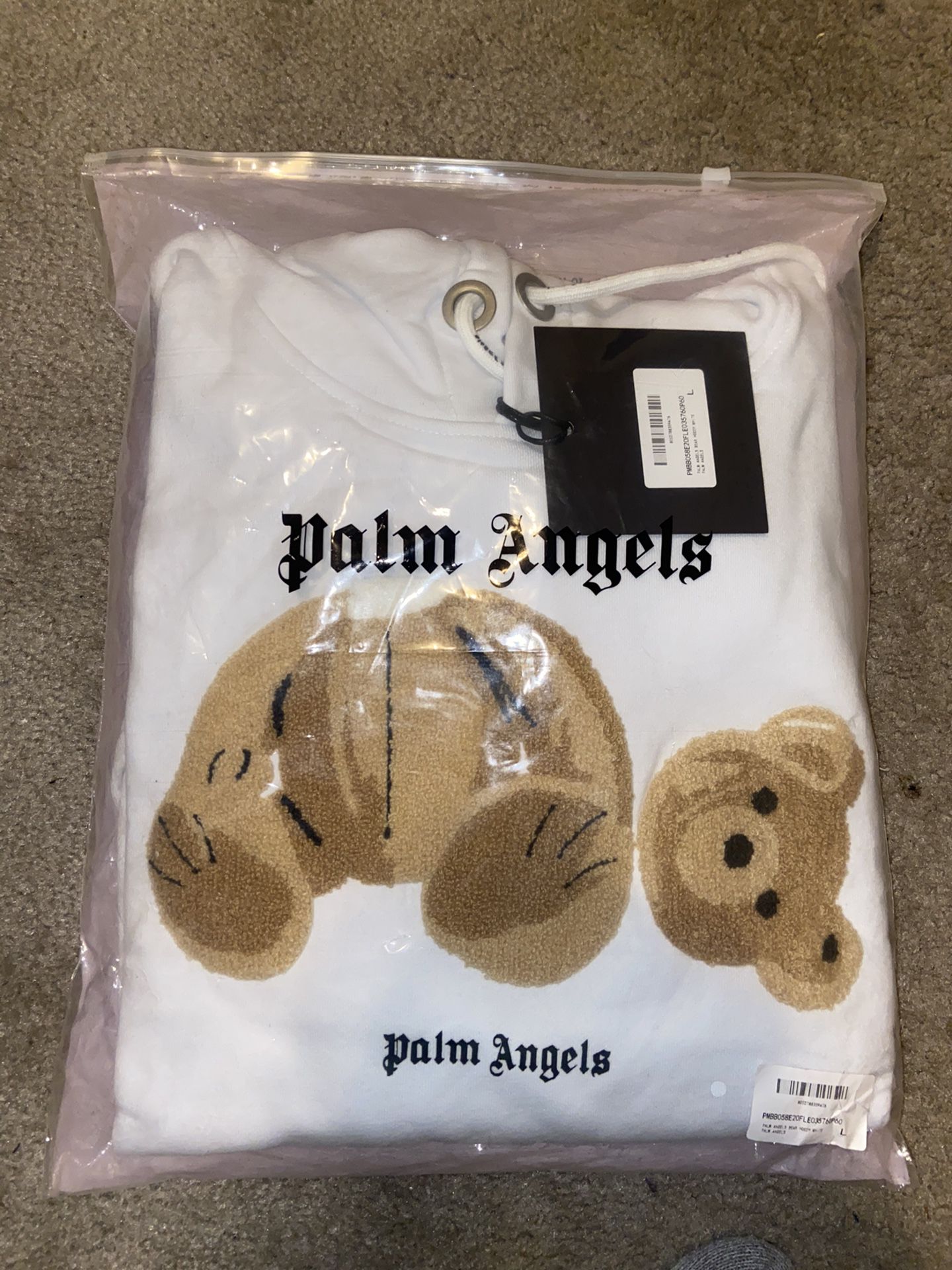 Palm Angels Bear Hoodie White SZ Large