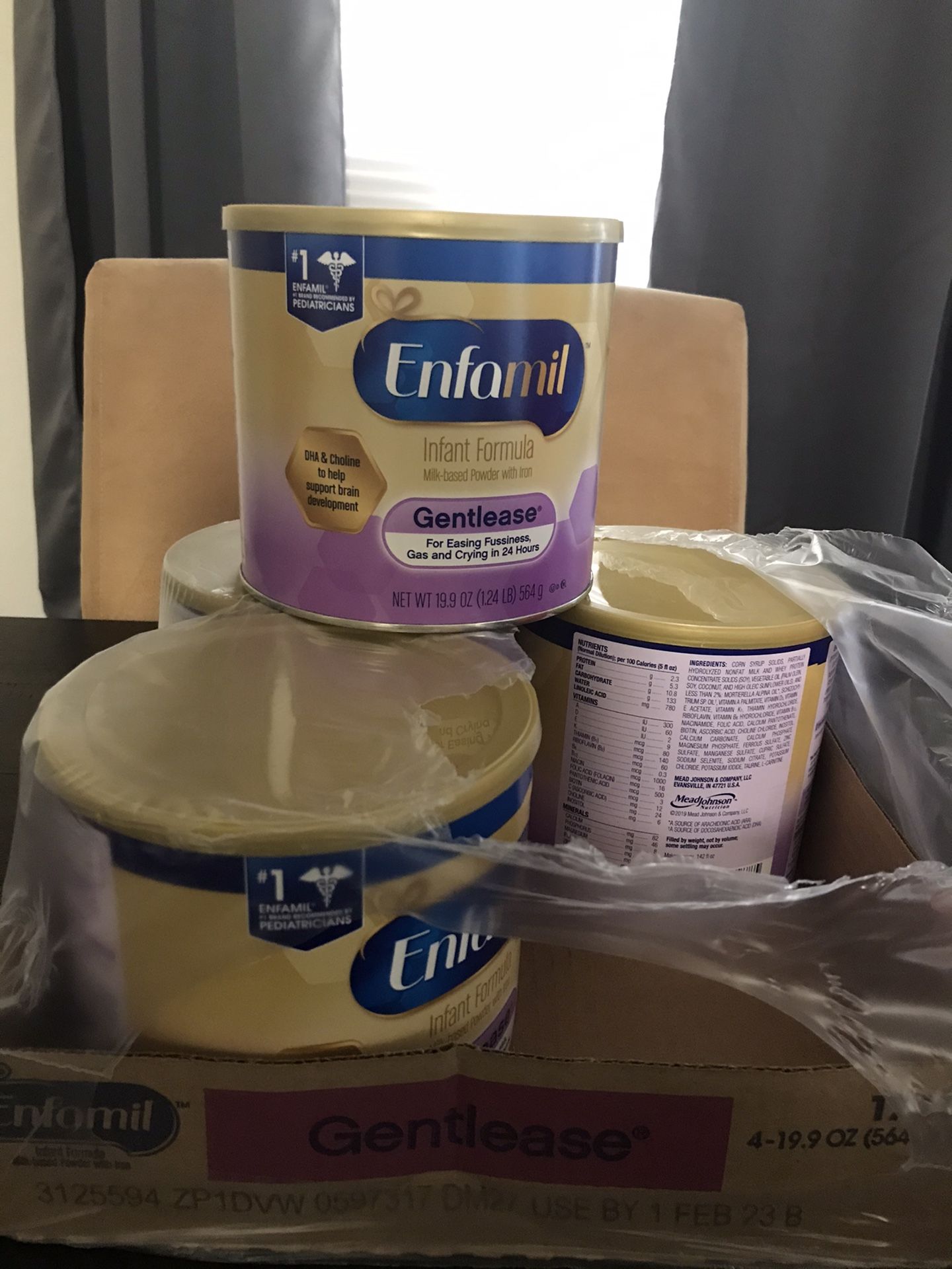 4 Cans 19.9oz Enfamil Gentlease Formula