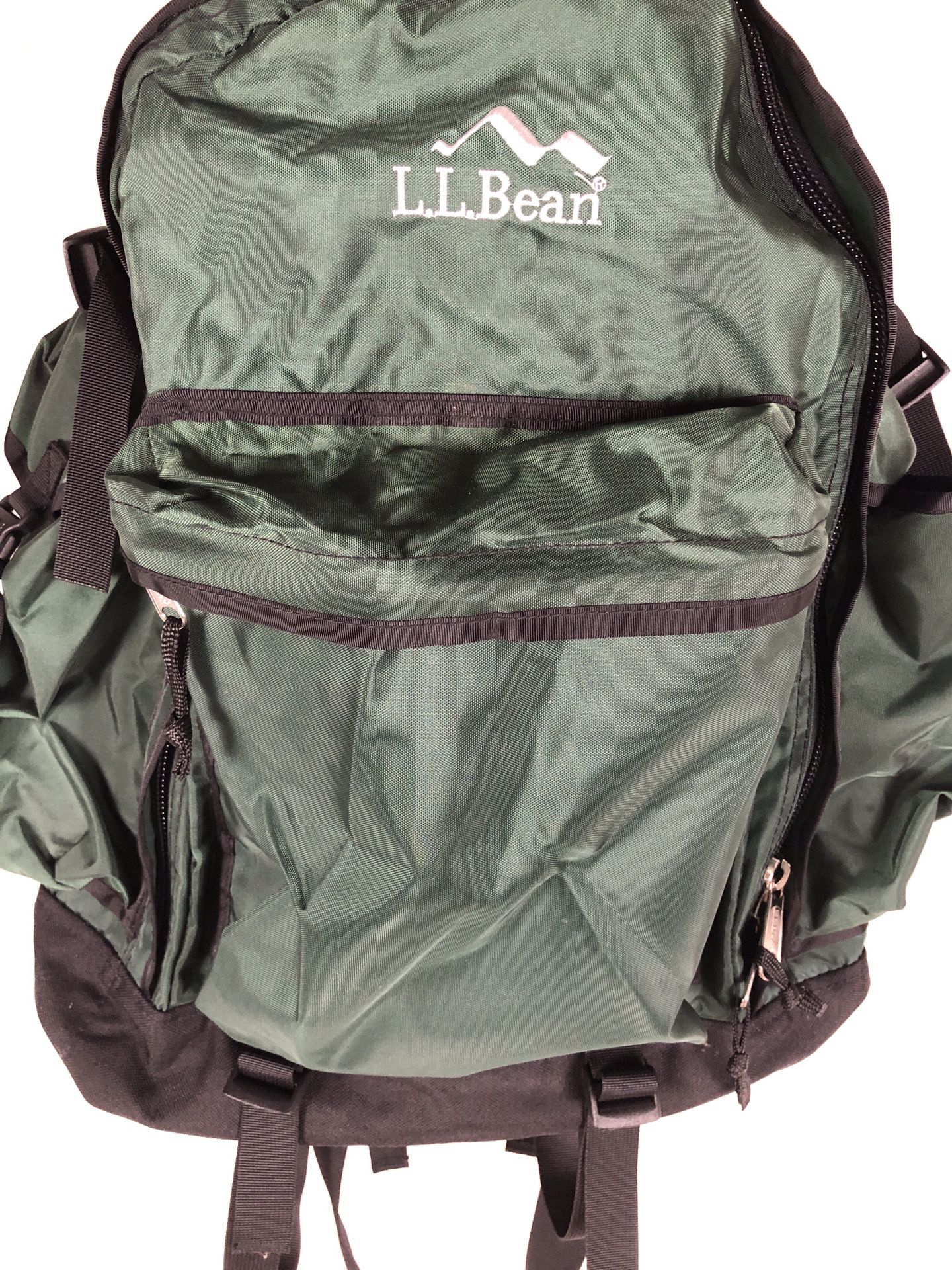 LL Bean Travel 25L Large Hiking Camera Hip Belt Backpack Green Black Shoulder
