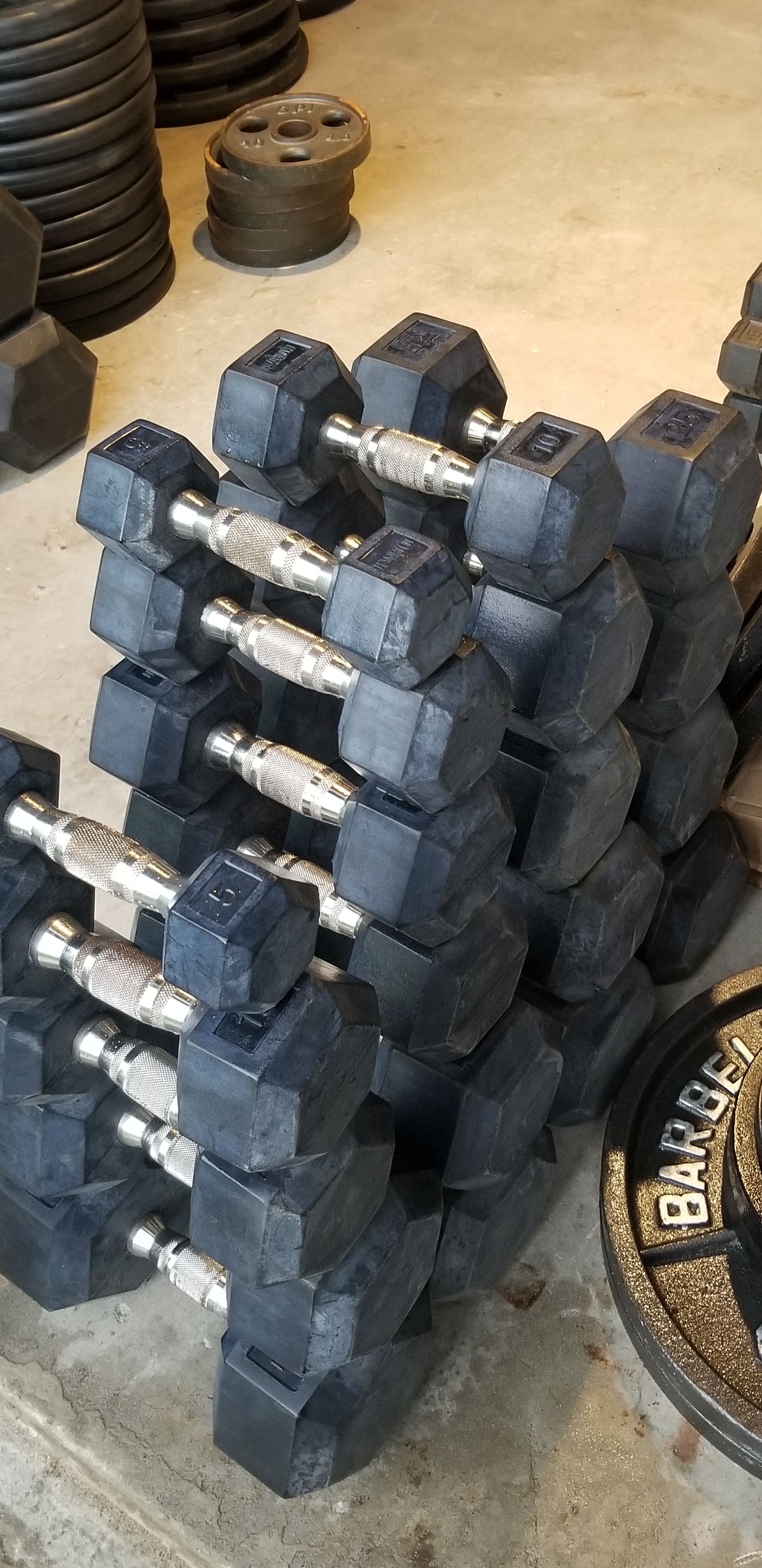 550LB HAMPTON RUBBER HEX DUMBBELLS 5-50LB DUMBBELL WEIGHTS SET for Sale ...