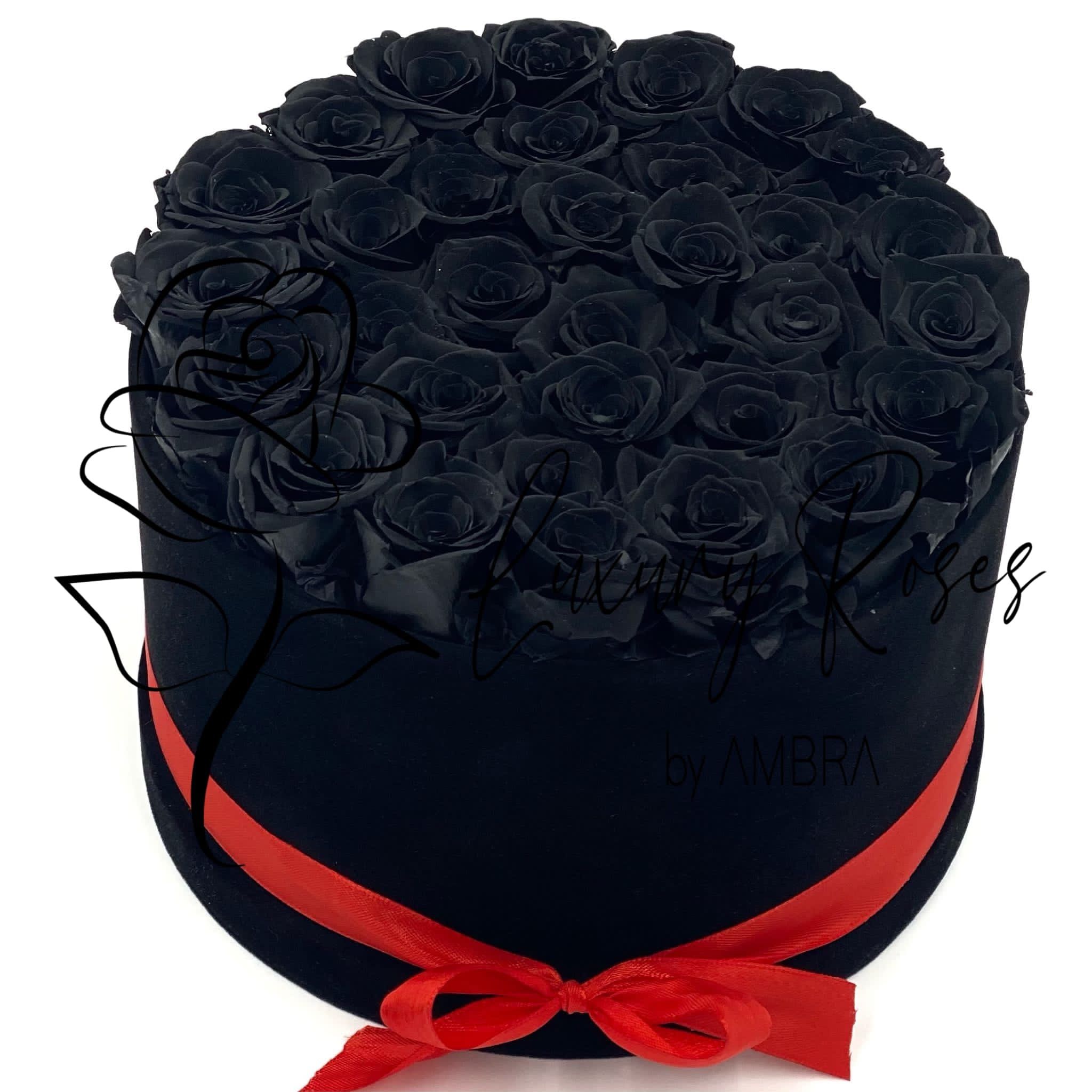 black Eternal velvet box roses real preserved roses flowers immortal roses anniversary birthday immortal lasting Velvet Box Present