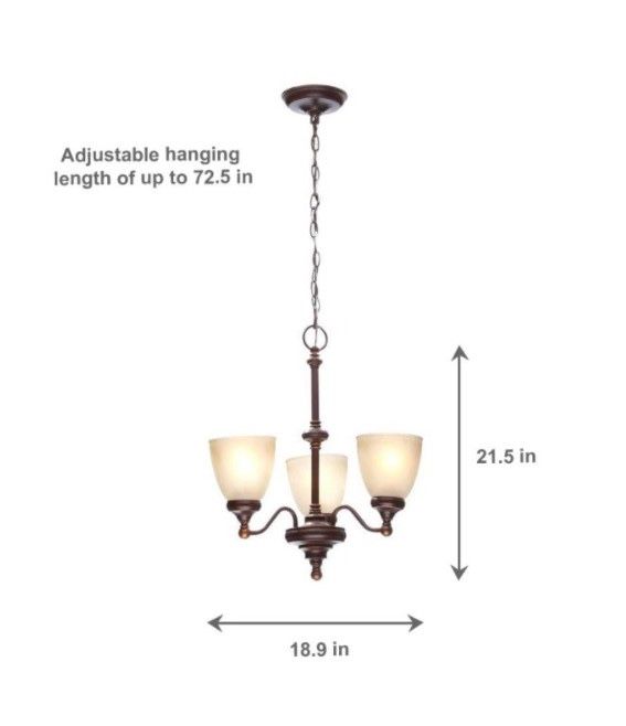 Bristol 3-Light Nutmeg Bronze Reversible Chandelier with Tea-Stained Glass Shades DESCRIPTION: The Bristol Collection 3-Light Nutmeg Bronze Reversible