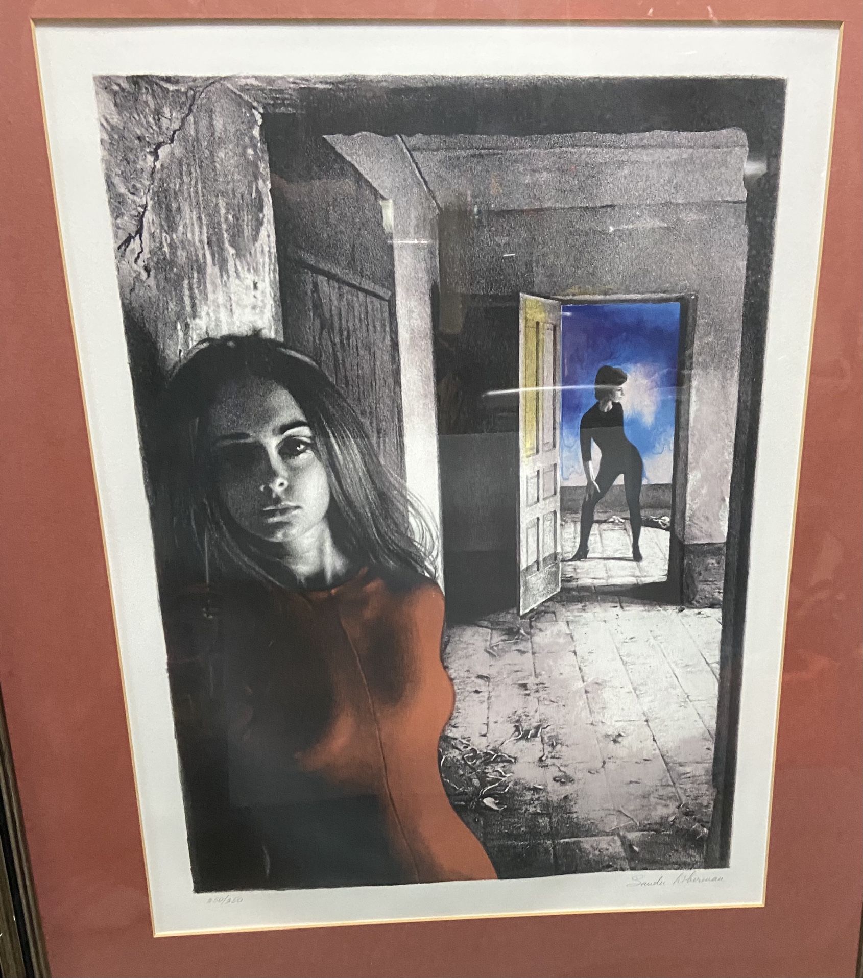 Framed Sandu Liberman signed lithograph. Dancers in a Abandoned House Best Off