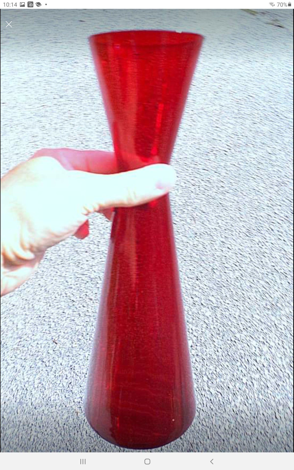Mid century modern poss. MORGANTOWN ruby red art glass vase 10-14" H