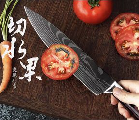 Stainless Steel Santoku Kitchen Laser Damascus Professional Chef Knife Japanese Thumbnail