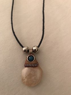 Moonstone Tumbled Stone Pendant Necklace w/Cord- Handmade Thumbnail