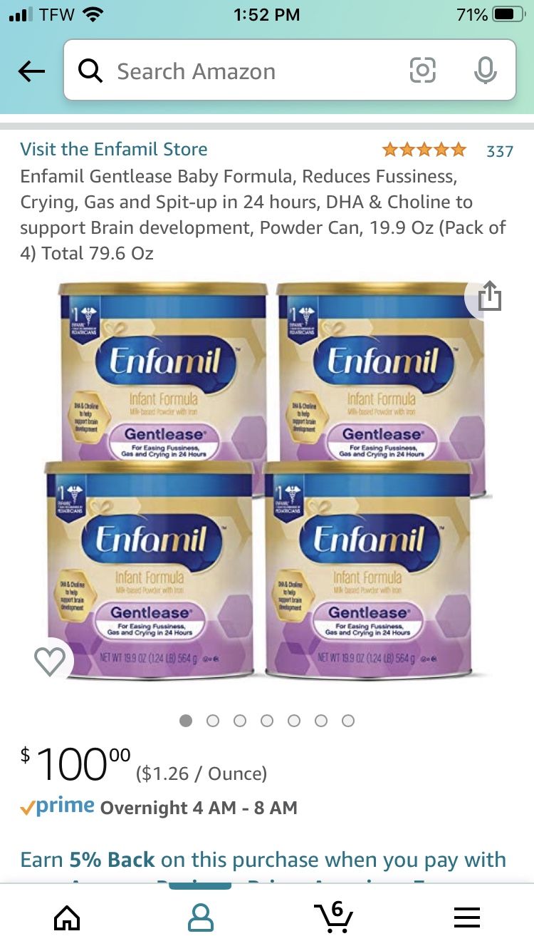 4 Cans 19.9oz Enfamil Gentlease Formula