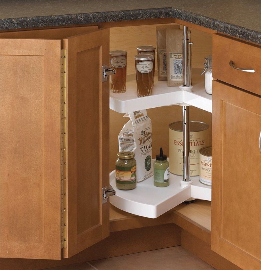 Knape & Vogt 32 in. H x 24 in. W x 24 in. D 2-Shelf Kidney Shaped Lazy Susan Cabinet Organizer