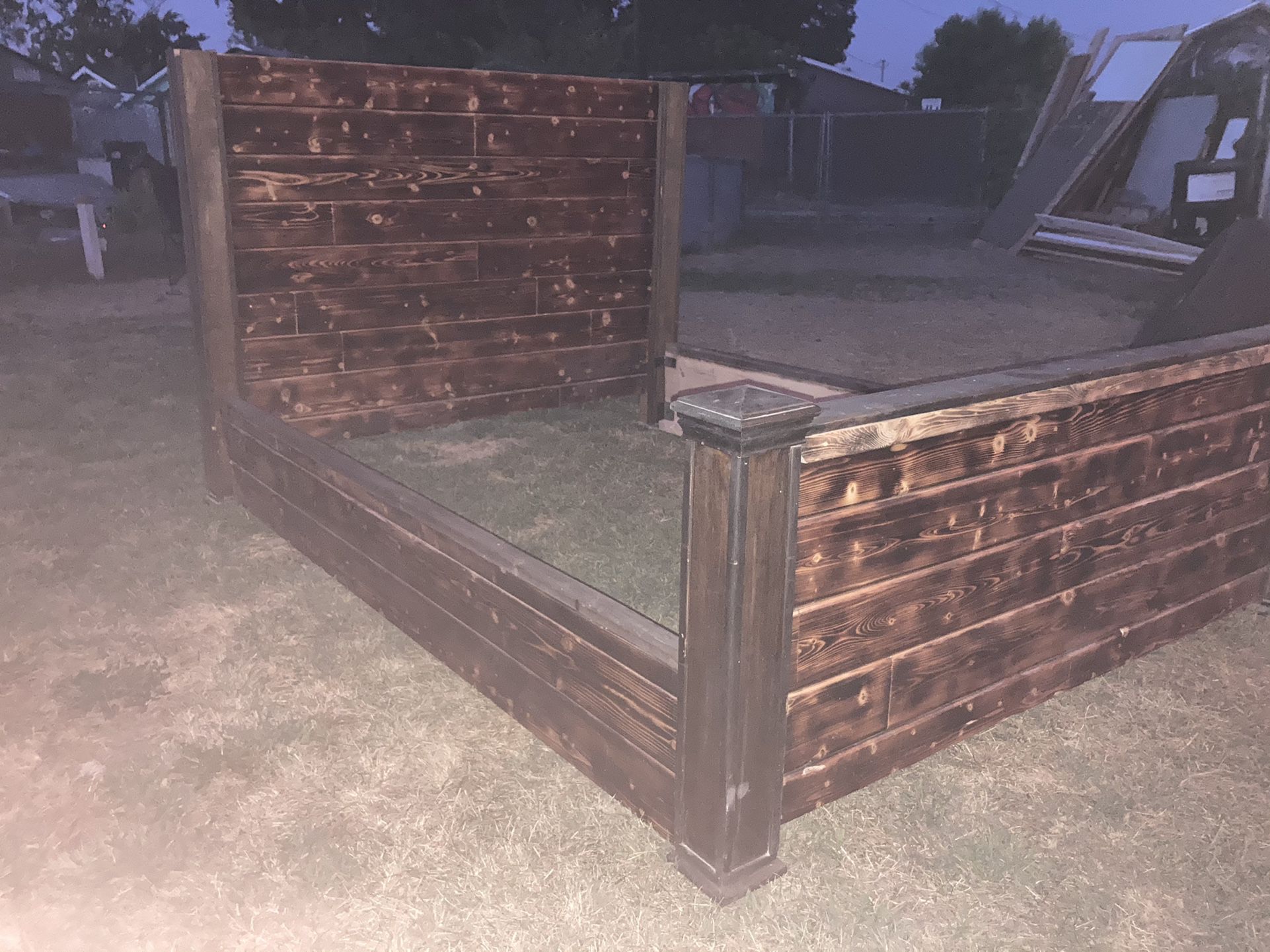 handcrafted wood queen bed frame 