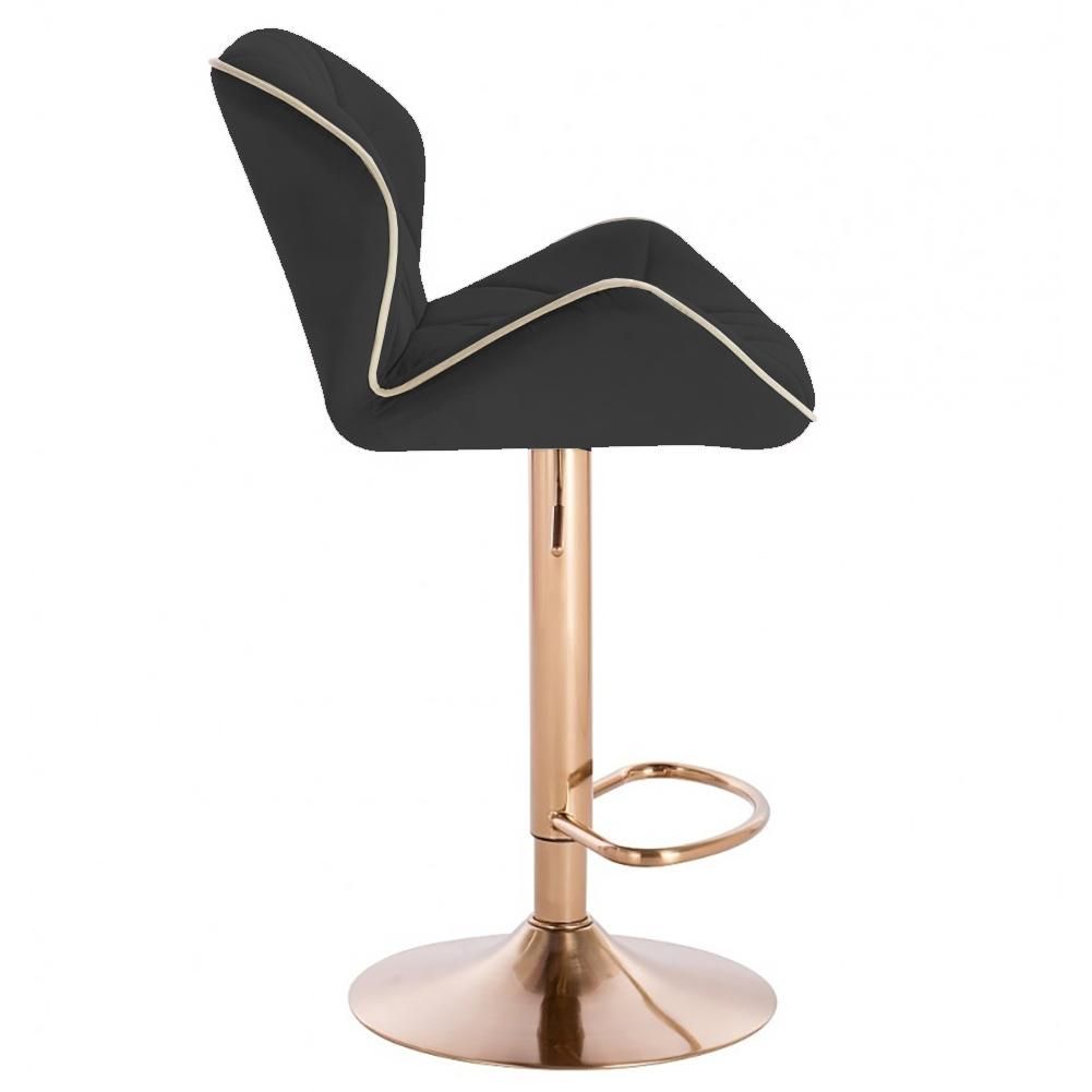 Modern Home Luxe Spyder Contemporary Adjustable Barstool/Bar Chair with 360° Rotation (Gold Base, Black/Gold Piping)