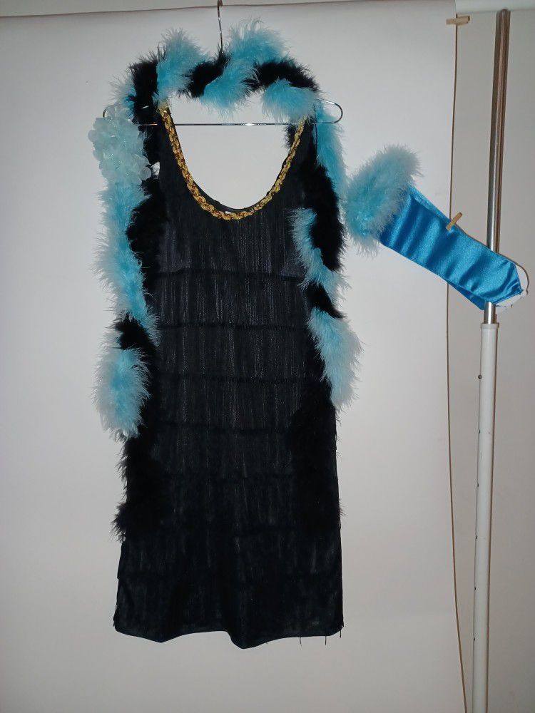 Flapper Dress, Boa, Gloves, and Headpiece 