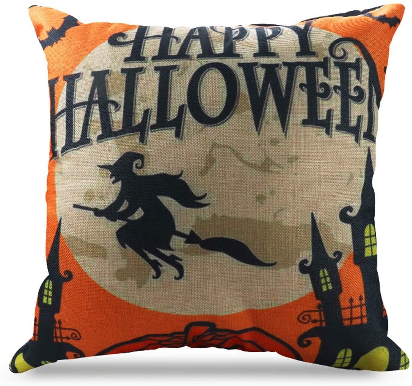 Brand New Halloween Throw Pillow Covers 18 x 18 Inch Owl/Bat/Witch/Castle Theme Sofa Home Decorative Cushion Pillow Case Bedroom Living Dining Seat