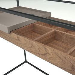 Modern Industrial Cabinet Table with Storage, Walnut Thumbnail