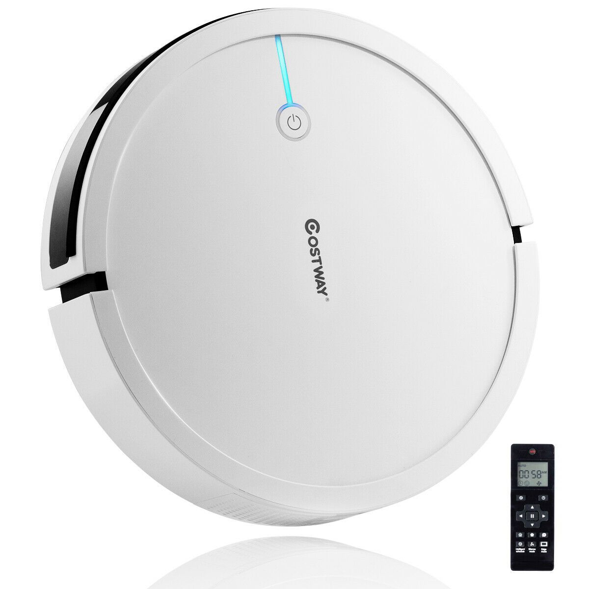 Costway Robot Vacuum Cleaner 2000Pa Strong Suction Filter Auto Self-Charging White