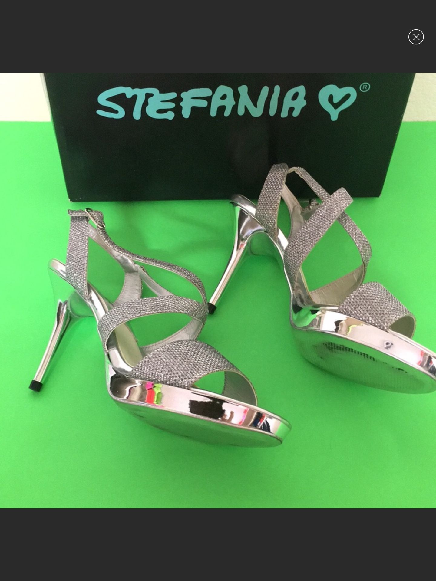 Silver Glitter Strappy Dress Heels