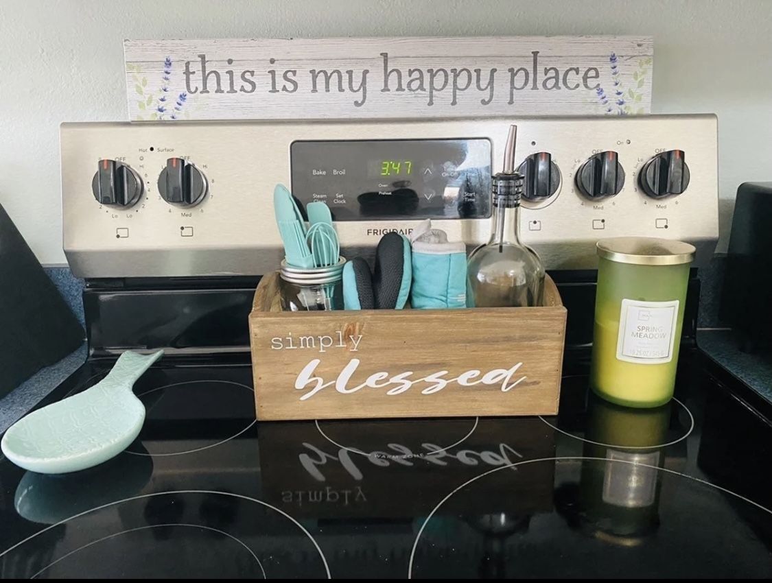 Simply Blessed wood storage caddy