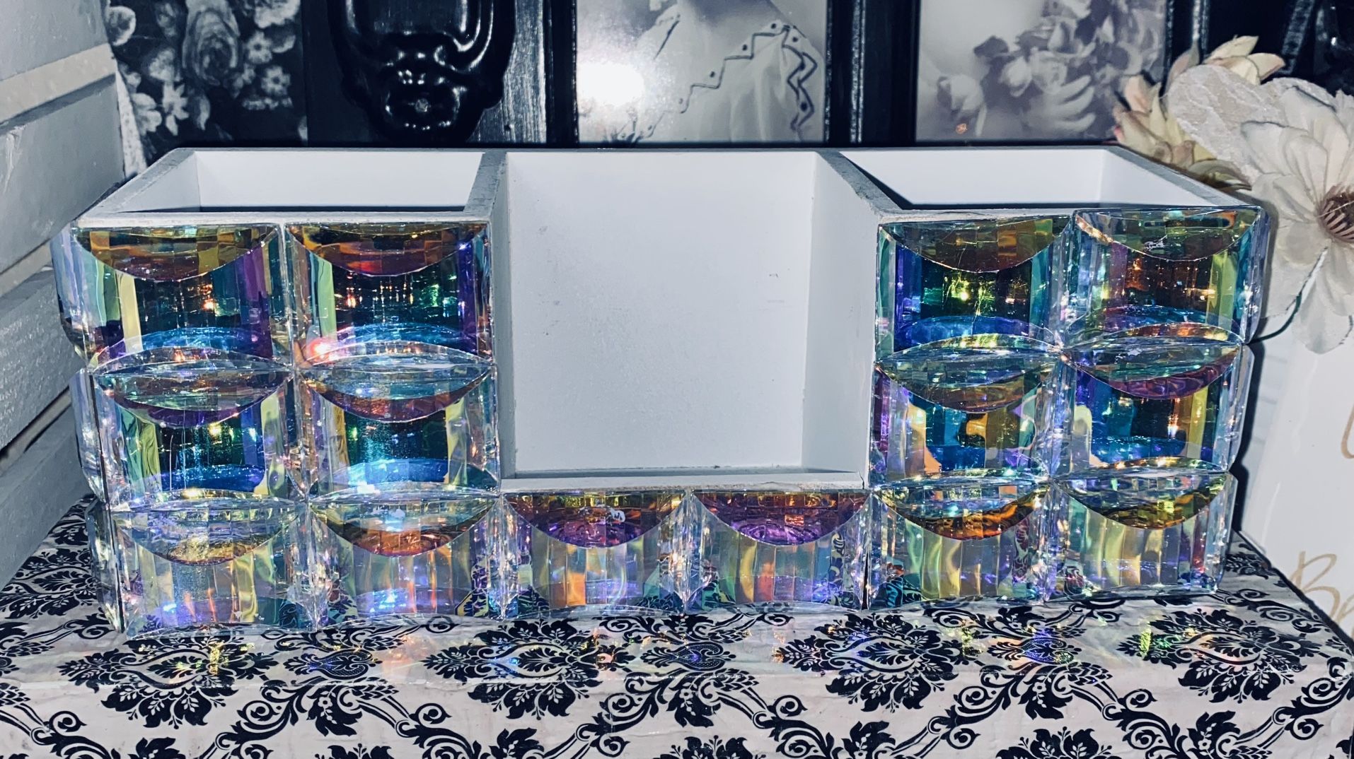beautiful iridescent makeup holder