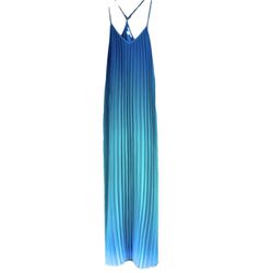 Small Bar iii Teal Blue Green Ombre Accordion Pleated Maxi Maternity Dress Thumbnail