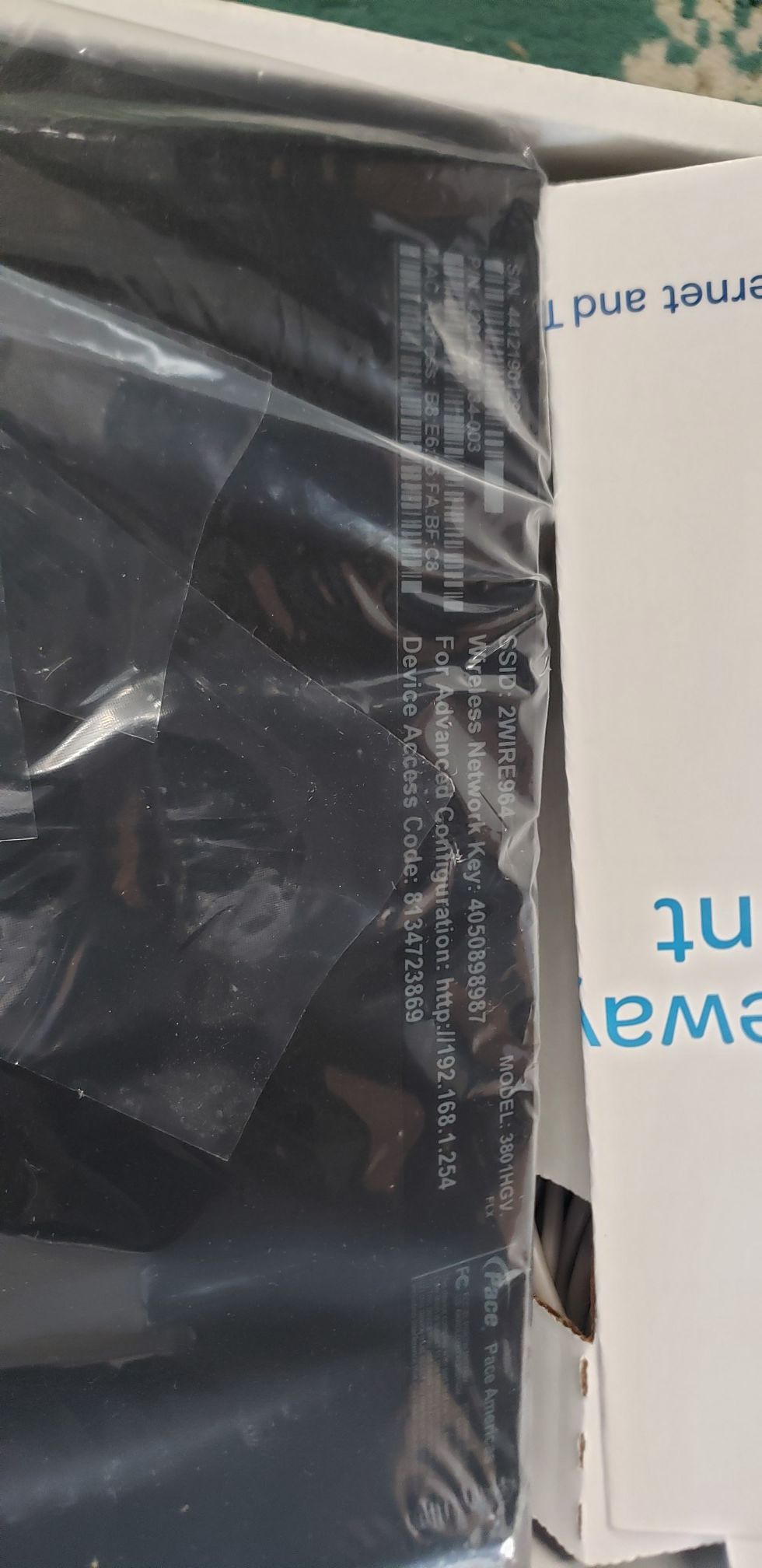2wire Pace AT&T Uverse DSL Modem (3801HGV) Broadband Gateway