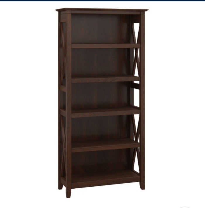 5 Shelf Bookcase with X Patterned Sides for Living Room