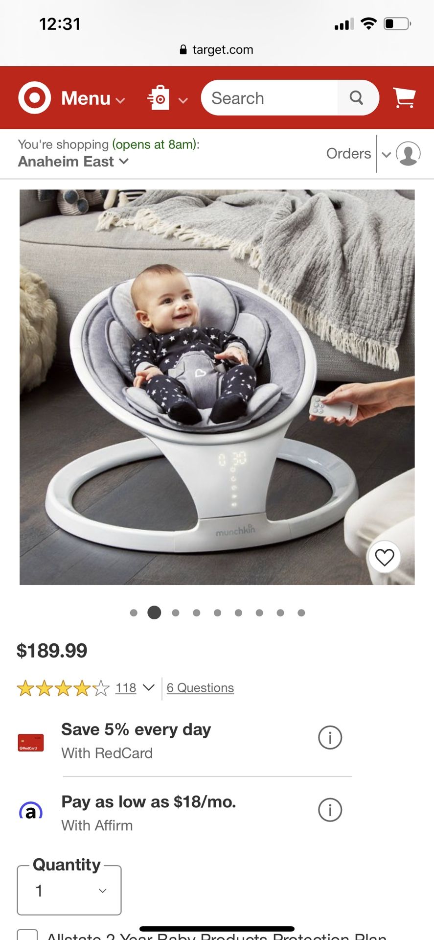 Baby Swing $100 New