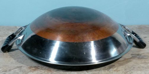 14" Stainless Steel Wok w/ Ring, Lid, Double Bakelite Handles Saute & Stir-Fry Pan Stove to Table Cooking Thumbnail