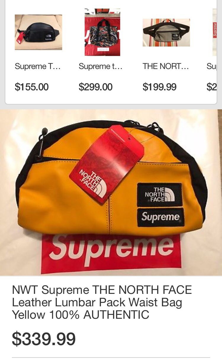Supreme The North Face Leather Roo II Lumbar Pack Yellow for Sale 